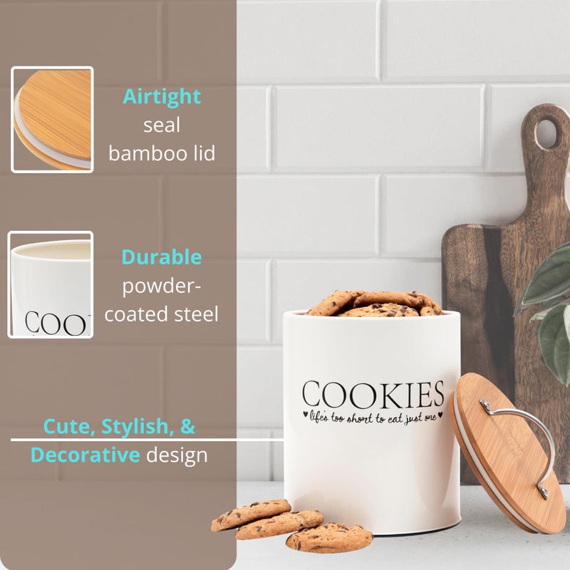 D'Lifeful Cookie Jar with Airtight Bamboo Lid â€“ 0.6 Gallon Cute and Decorative Cookie Storage for Kitchen Countertop â€“ Farmhouse Storage Tin for Freshness â€“ Great Gift Idea - Image 4